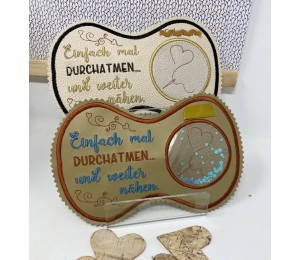 Stickdatei - ITH Mug Rug - Durchatmen und weiter nähen